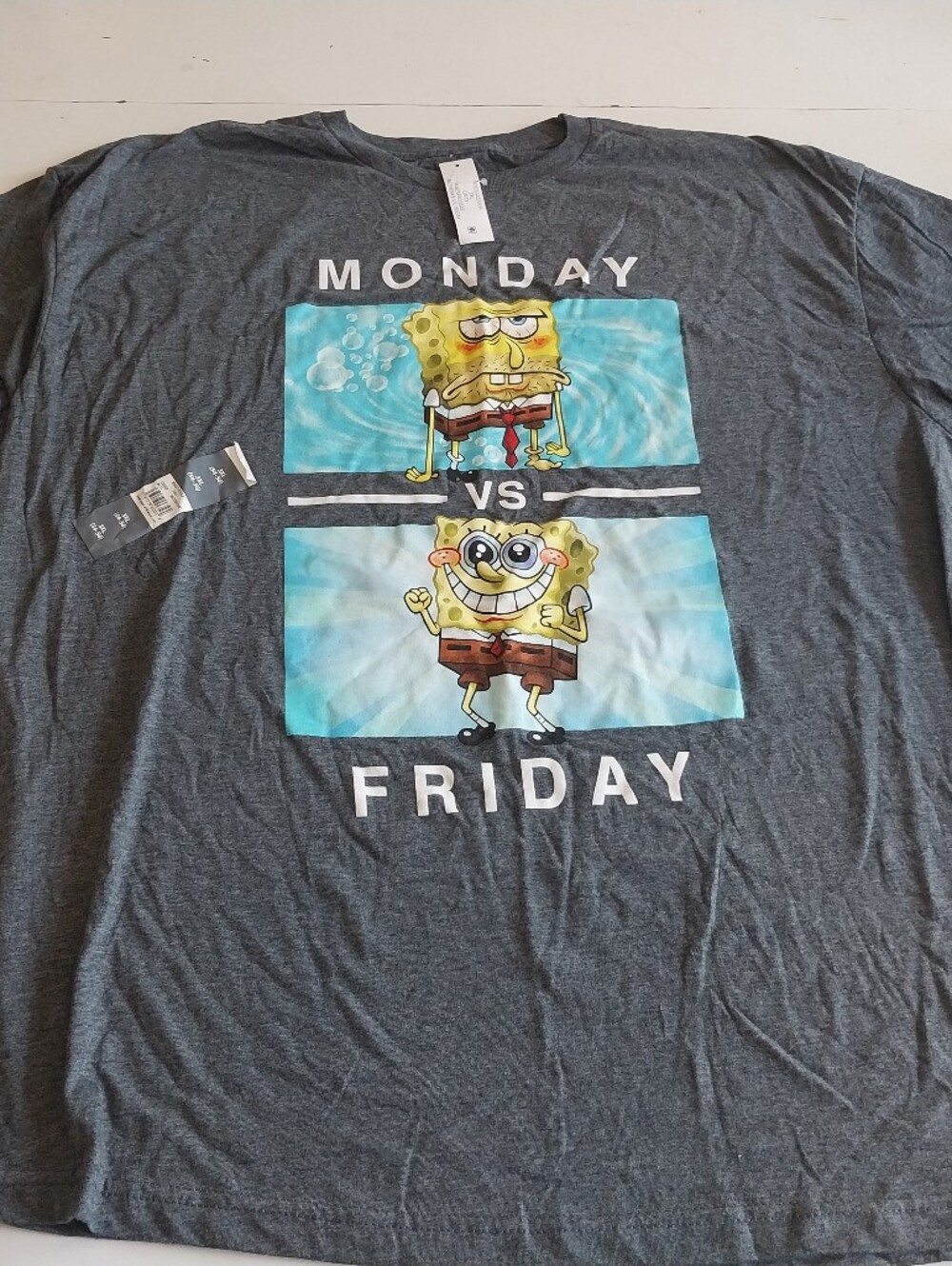 SpongeBob Graphic Tee - Gray Friday vs Monday Men's Shirt XXXL - Mens 3x